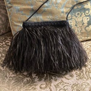 Black Ostrich feather evening bag